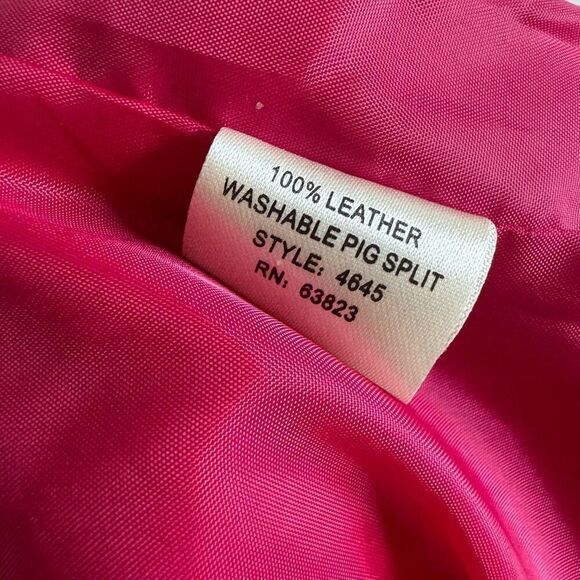 Christopher & Banks Pink Leather Jacket Size Medium Snap Closure Collared Trendy - Picture 9 of 10